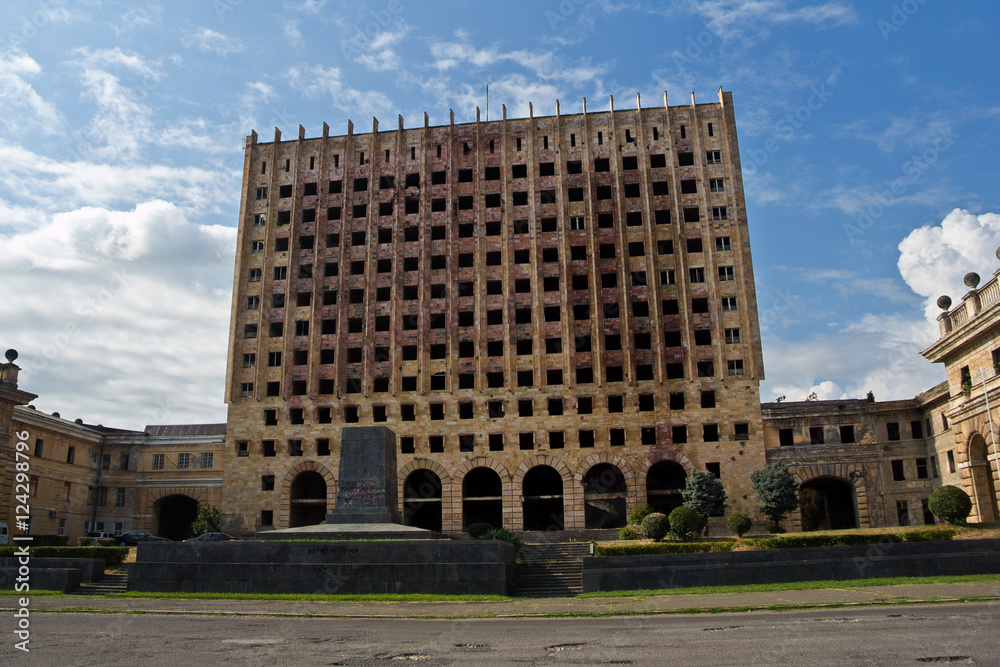 Old dilapidated building of parliament of Abkhazia in Sukhumi Old dilapidated building of parliament of Abkhazia in Sukhumi