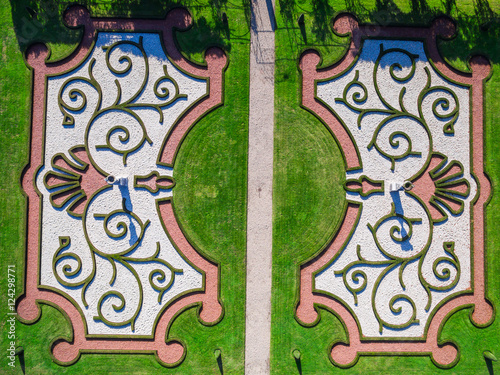 Aerial view of Landscaping design of garden 