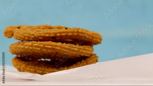 Rotating Murukku and Indian rice snack photo