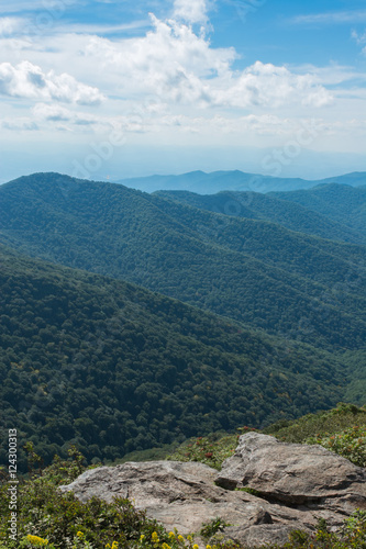 Obraz na płótnie Mountain vistas. Appalachian mountains viewed from a trail about 40 minutes north of Asheville, North Carolina. w salonie