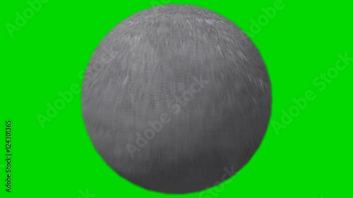 Big ball of Round rock rolling on a Green Screen Background