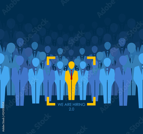 We are hiring. Recruitment employee hired. Staff Search Poster.