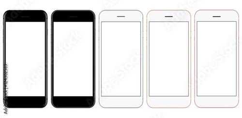 vector mockup phone front view on white background, new phone design color set