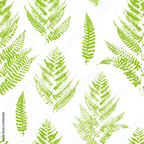 Seamless pattern with paint prints of fern leaves © evgeniya_m