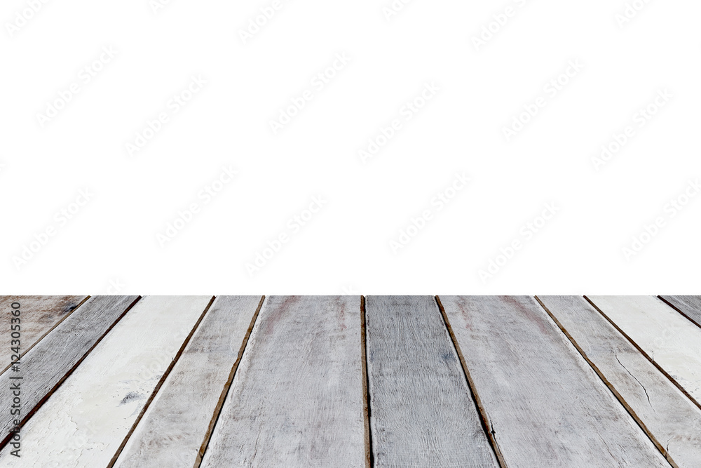 Wood table top on white background Wood table top on white background