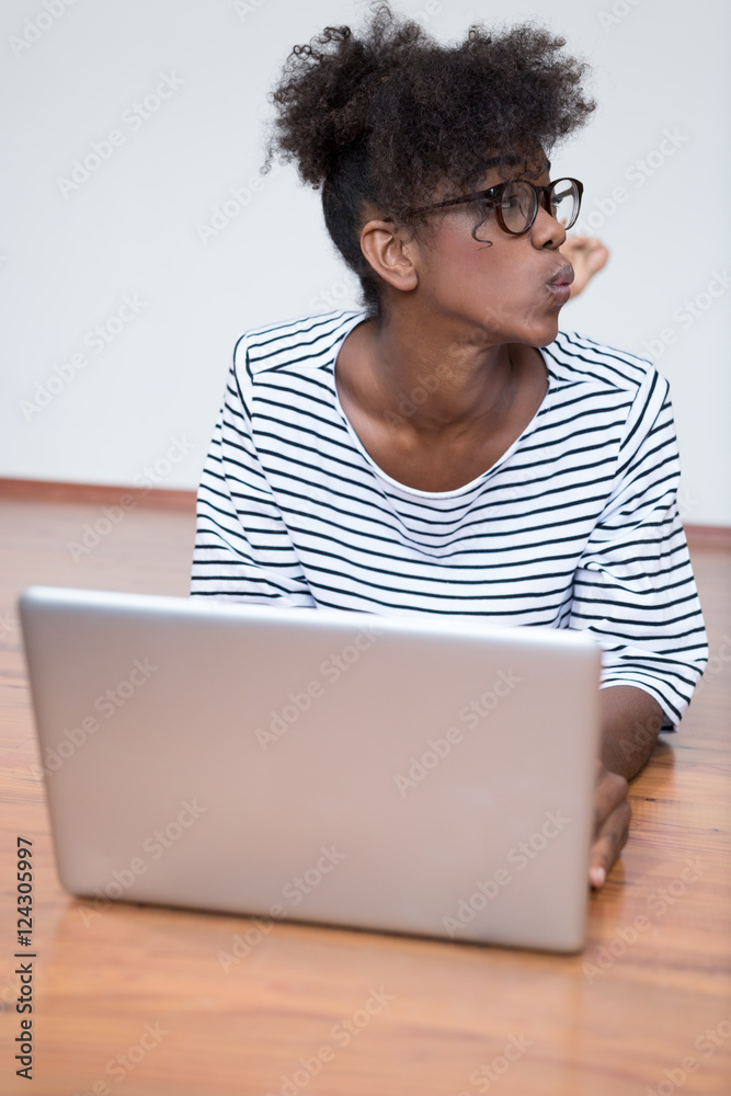 Portrait of business woman working from home on laptop Portrait of business woman working from home on laptop