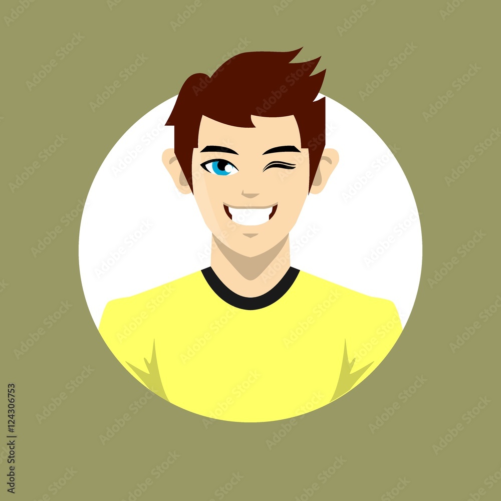 Male profile avatar with brown hair Royalty Free Vector
