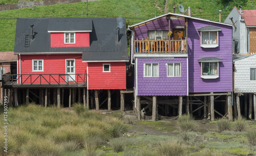 Stilt houses in Castro on the island of Chiloe in Patagonia in Chile Stilt houses in Castro on the island of Chiloe in Patagonia in Chile