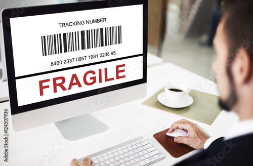 Fragile Barcode Caution Businessman Concept