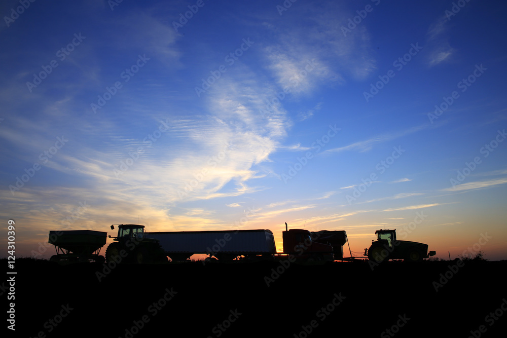 Harvest Pause Sunset Silhouette