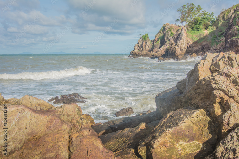 The beautiful seaside rocks at Kung Wiman,  Chanthaburi,  Thailand. 