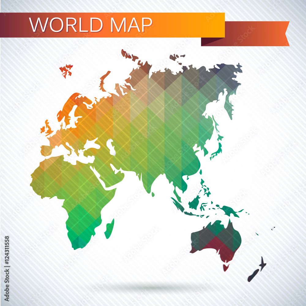 Obraz premium Eastern Hemisphere globe. Bright vector map of the world. Asia, Africa, Europe, Australia