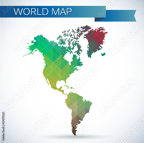 Western Hemisphere globe. Bright vector map of the world. North America, South America and Greenland