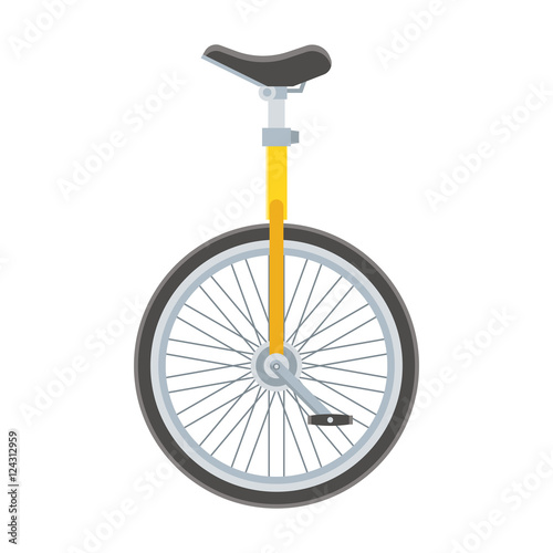 Unicycle bike icon. Monowheel bicycle vector illustration. Alternative city transport. Monocycle isolated on white.