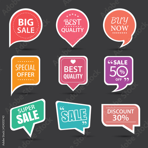 Set of commercial sale stickers, elements badges and labels 