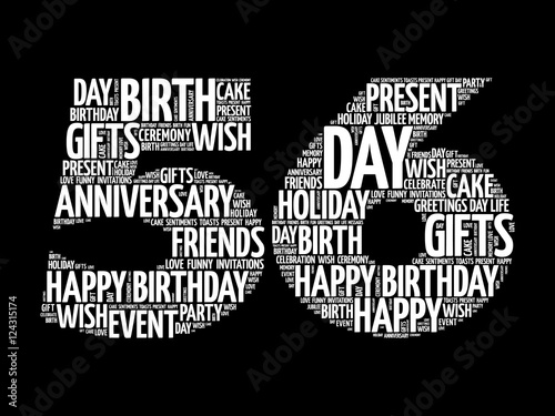 Happy 56st birthday word cloud collage concept photo