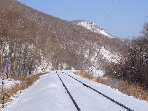 Railway track at a mountain slope