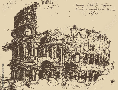 colosseum old sketch illustration [ vector]