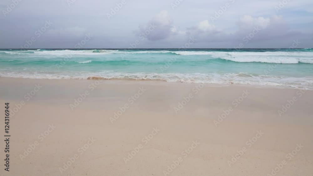 Sea Waves over Sand Beach Holiday Background Sea Waves over Sand Beach Holiday Background