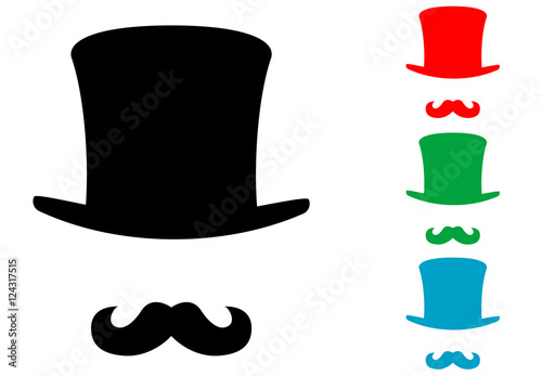 Icono plano chistera con bigote varios colores