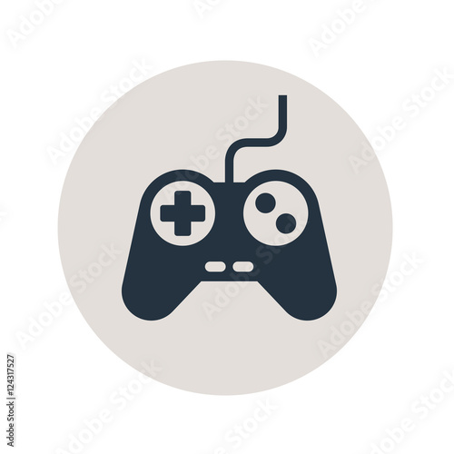 Icono plano mando videojuegos en circulo gris