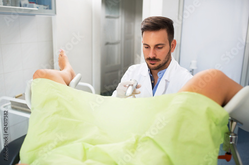 Gynecologist examination his patient