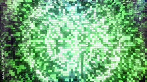 Green-Sky square blocks background waves animation. Seamless loop.