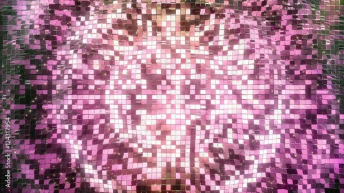Pink-Yellow square blocks background waves animation. Seamless loop.