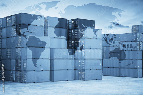 Billede på lærred Map global logistics partnership connection of Container Cargo freight ship for