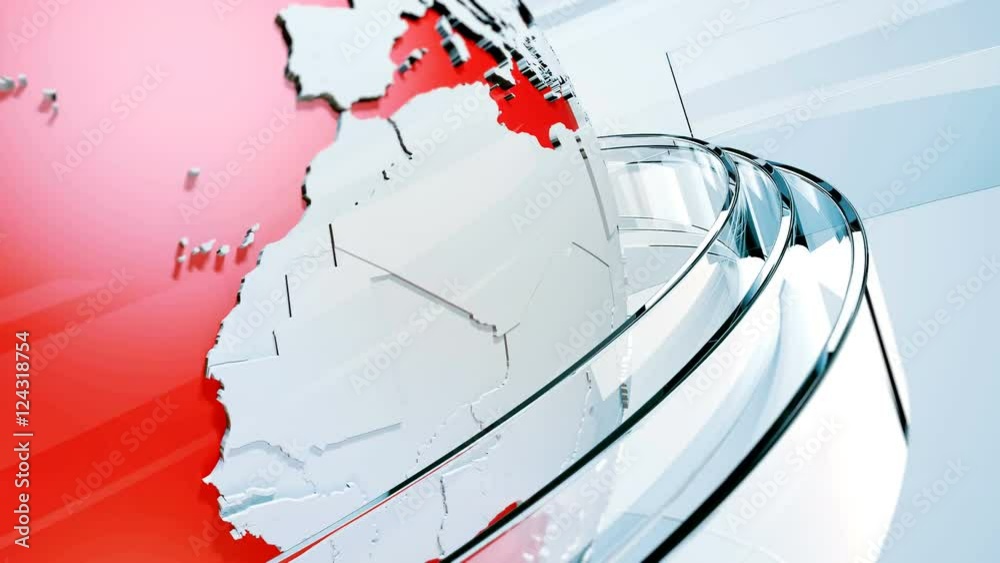 4K Animation of broadcast news globe opening Intro with square lower third