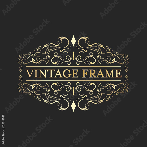 Vintage frame with gold decorative curves and spirals.