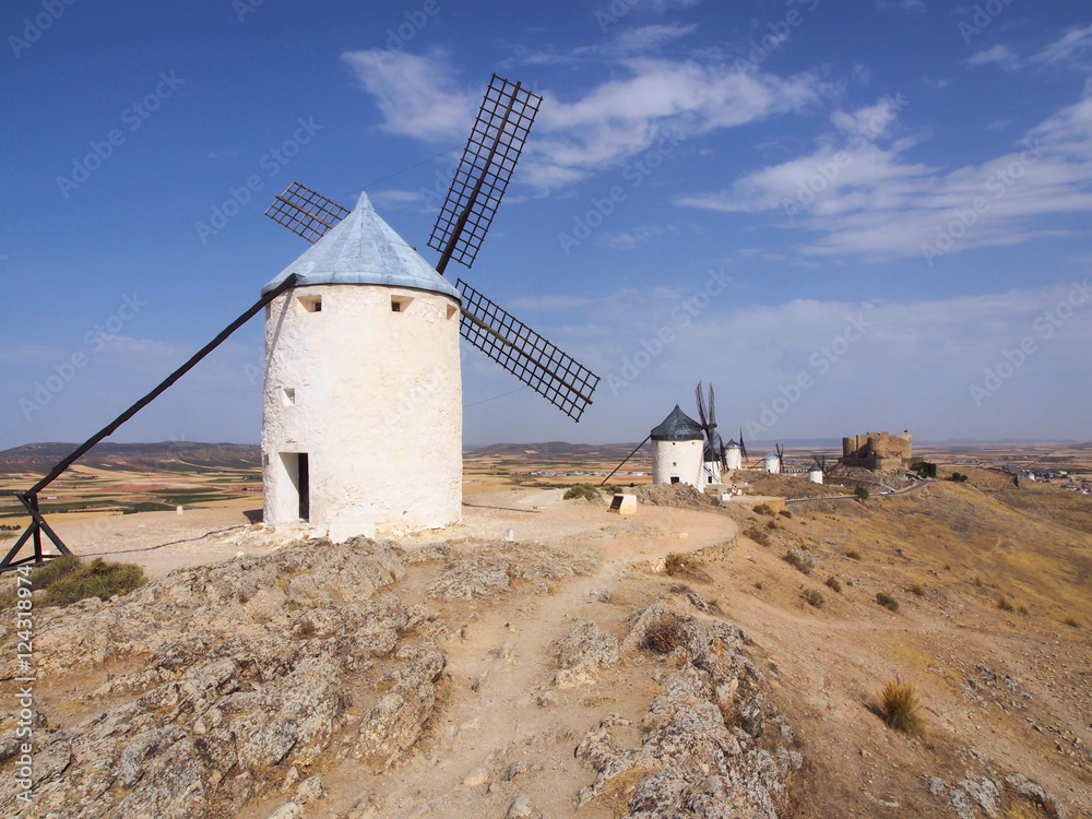 Famous windmills in Consuegra, Castile-La Mancha,Toledo, Spain Famous windmills in Consuegra, Castile-La Mancha,Toledo, Spain