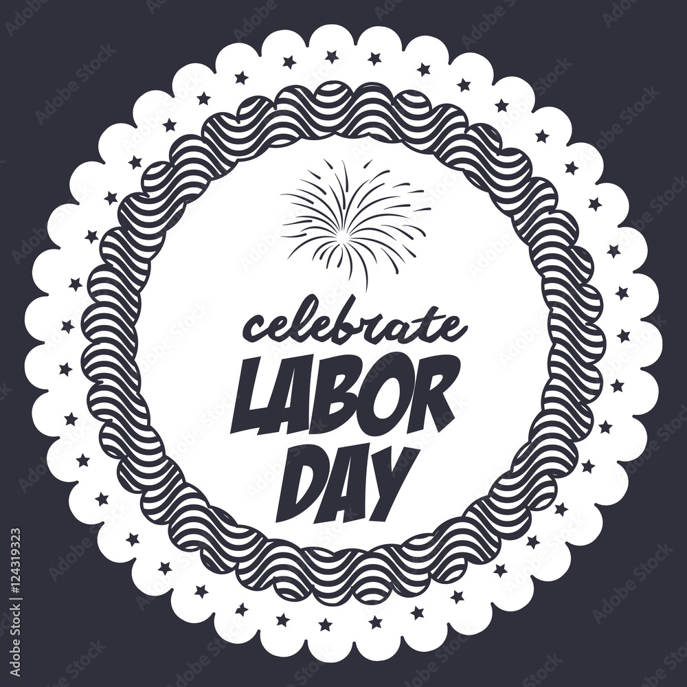 Label of labor day and fireworks icon. Usa america september and national theme. Isolated design. Vector illustration Label of labor day and fireworks icon. Usa america september and national theme. Isolated design. Vector illustration