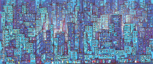 City background, hand drawn vector illustration © dahabians