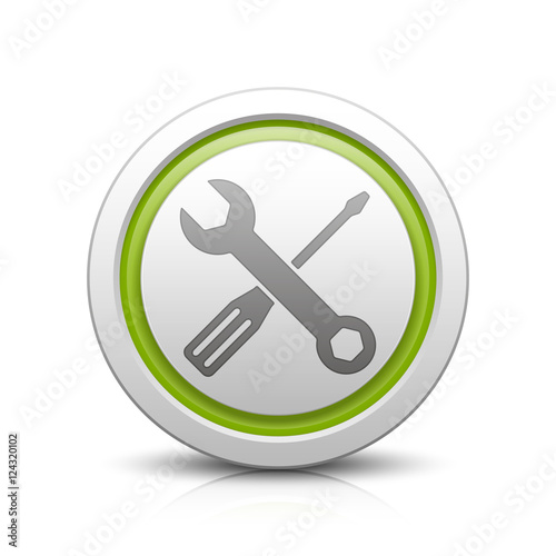 Spanner & Screwdriver – Light gray button with reflection & light green