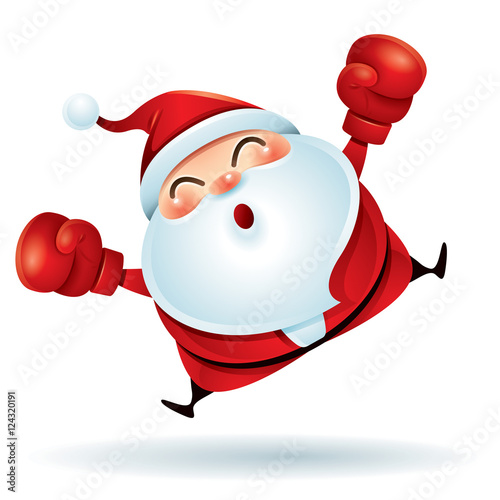 Happy Boxing Day. Santa Claus with red boxing glove.