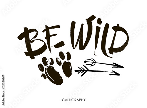 Be wild card. Hand drawn lettering background. Ink illustration. Brush painted letters. Isolated on white .