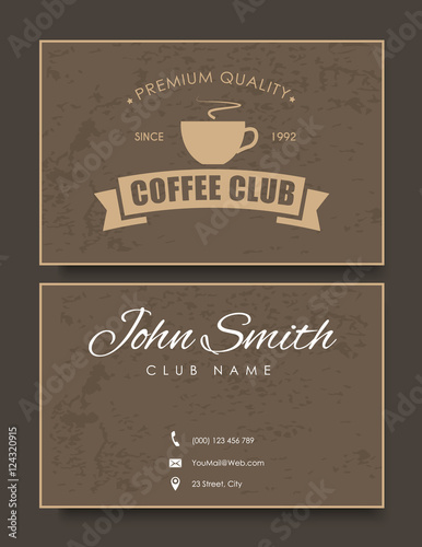 coffee card template in retro style with texture