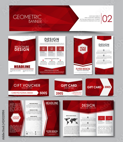 Templates polygonal corporate identity in the set.