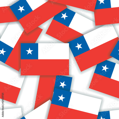 Chile - Seamless pattern collage of flags with shadows on a whit