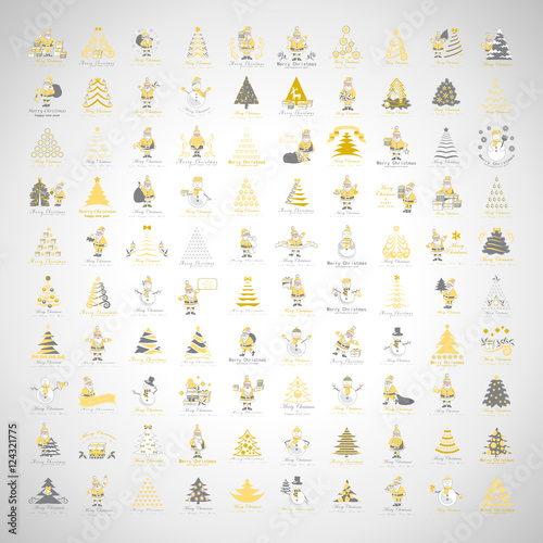 Christmas Icons Set -Isolated On Gray Background.Vector Illustration,Graphic Design.For Web,Websites,App,Print,Presentation Templates,Mobile Applications And Promotional Materials, Hand Drawn