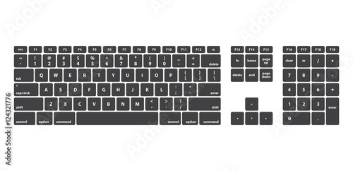 Fotografie Full Keyboard Keys For PC Latin - Isolated Vector Illustration