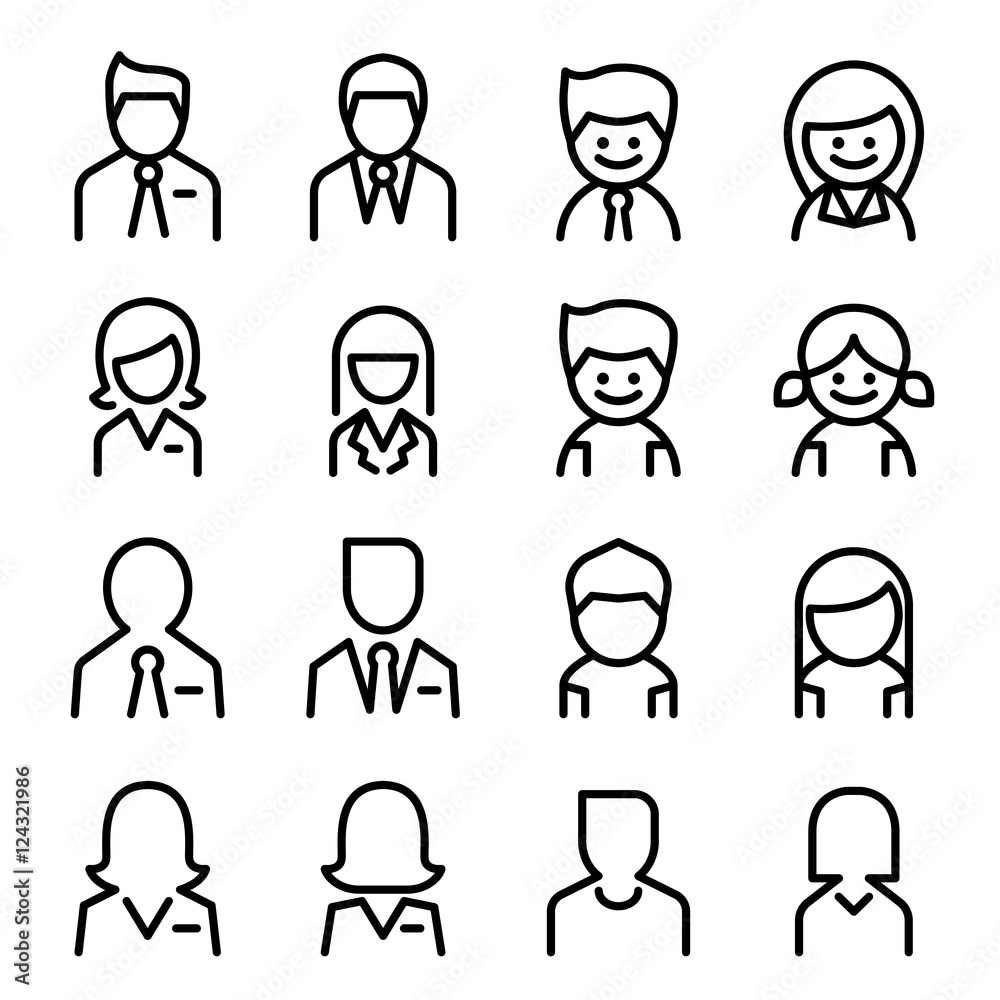 Premium Vector  People heads icons face avatar man woman in flat style  vector