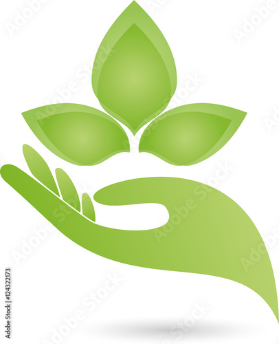 Hand, Blätter, Heilpraktiker, Logo