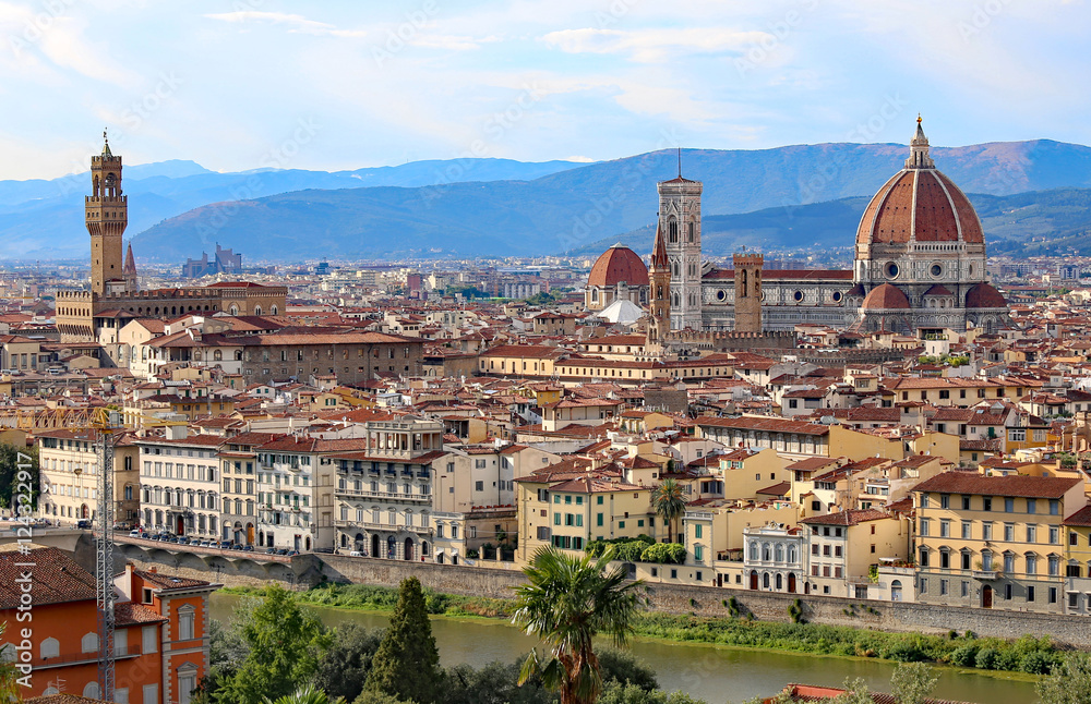 panorama of the city of Florence in Italy from Michelangelo Squa
