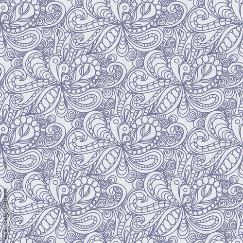 Fancy abstract hand drawn doodle repeating seamless pattern.