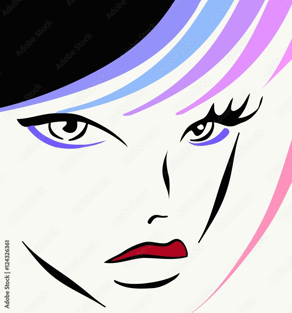 vector illustration sketch silhouette of a girl's head image in colored lines vector illustration sketch silhouette of a girl's head image in colored lines