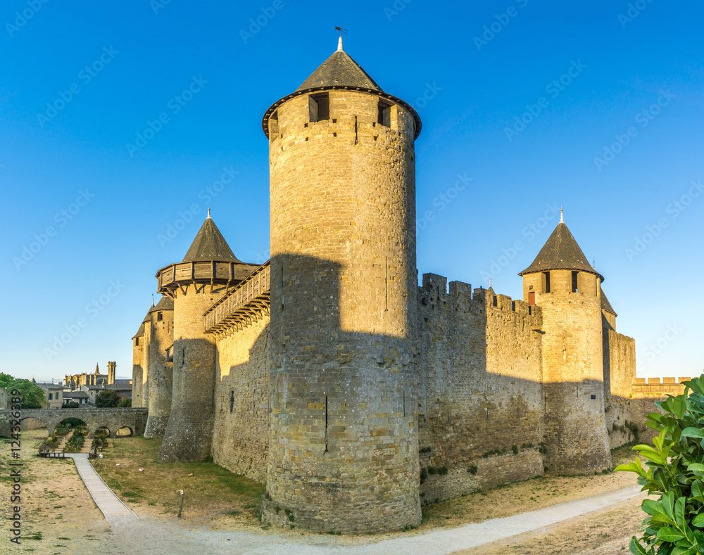 View at the Chateau Comtal in Old City of Carcassonne - France