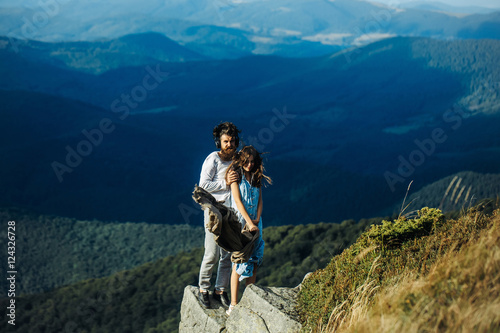 Romantic couple on mountain top © Volodymyr