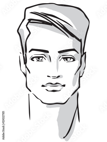 Man face hand-drawn fashion model